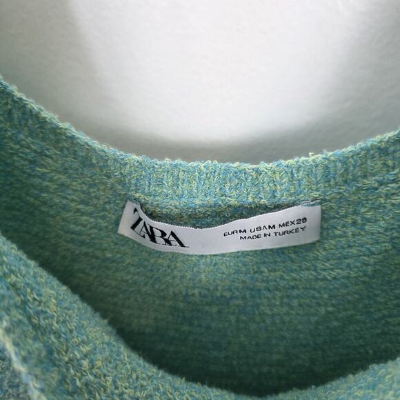 Zara Green Knit Sweater Tie Waist Sleeveless Cute Midi Dress Size Medium - Picture 6 of 9